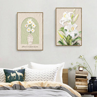 Peinture décorative encadrée de style moderne minimaliste européen nordique pour salon, impression jet d'encre texturée, motif floral, JIAYI