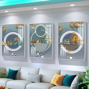 Home Decor Luxury Decoration New Product Painting Simple Abstract Glass Painting Triplet Crystal Porcelain Painting