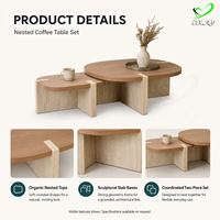 Table basse ronde minimaliste OKAY en MDF naturel, design durable pour appartement, style nordique créatif