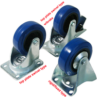 Diamètre du produit de style chaud, noyau de fer robuste de 4 pouces, caoutchouc TPR à haute élasticité, frein rotatif, roulette bleue pour chariot