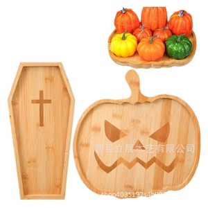 Halloween Pumpkin Wooden Cheese Plate Customizable Pine Serving <b>Tray</b> For Party <b>Snack</b> - Product Image 3