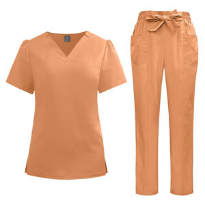 Custom LOGO Women's Quick-Drying Nurse Scrub Sets Solid Color Hospital Work Clothing Beauty Salon SPA Club Hand-Washing Workwear - Product Image 3