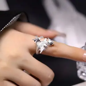 유럽 미국 인기 레트로 드래곤 펑크 반지 패션 조정 가능한 도마뱀 익룡 이국적인 반지
