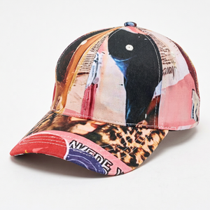 Casquette Snapback Unisexe 6 Panneaux Imprimée Numérique avec Boucle Métallique Réglable Rouge Multicolore 100% Coton Toile Style Baseball Tendance Courante - Product Image 1