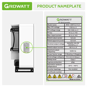 Biến tần năng lượng mặt trời growatt trên lưới 100kw 125kw 200Kw biến tần năng lượng mặt trời 3 pha lưới gắn - Product Image 3