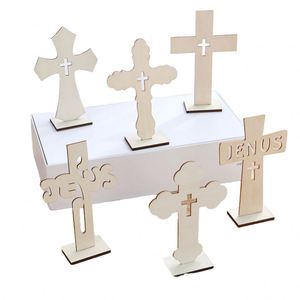 New Wooden Craft Ornament Diy <b>Baptism</b> & Christening <b>Decor</b>, Handmade Wood Cross Centerpiece for Home Table <b>Decor</b> - Product Image 1