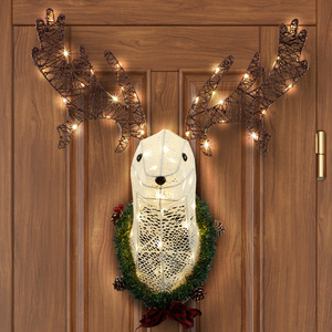 Decoración de Pared con Cabeza de Reno Rudolph Preiluminada en 3D, Guirnalda Navideña Colgante de Alambre de 39 Pulgadas, Decoración Tradicional para Interiores y Exteriores para Puerta Principal - Product Image 5