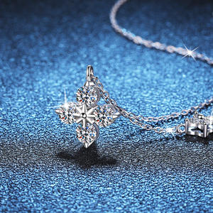 Collier en argent sterling 925 pendentif en diamant Mossan chaîne de clavicule trèfle à quatre feuilles haut sens collier en pierre Mossan 1.2 carats - Product Image 4