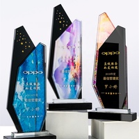 Trophée transparent fait main en cristal de sublimation en forme d'étoile d'oiseau, fabriqué en Chine, pour la récompense des gagnants, avec bougie et bouclier de montagne, personnalisable