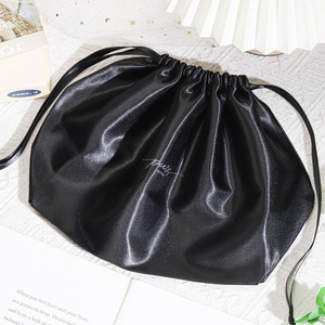 Custom Square Bottom <strong>Large</strong> Satin Cosmetic <strong>Drawstring</strong> <strong>Bag</strong> High End Travel Shopping Promotion Gift Makeup Pouch Dust Silk <strong>Bag</strong> - Product Image 2