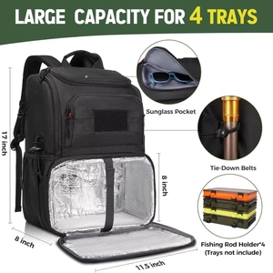 Grand sac de pêche résistant à l'eau noir pour hommes, accessoires de rangement pour matériel de pêche, cadeaux - Product Image 2