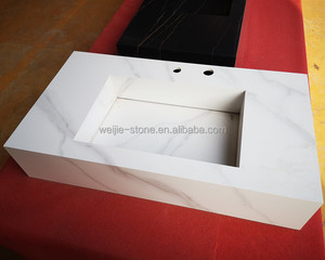 <span class=keywords><strong>อ่าง</strong></span>ล้างหน้าแบบติดผนังทรงสี่เหลี่ยมผืนผ้า รุ่นหรูหรา ปี <span class=keywords><strong>2021</strong></span> ผลิตจากหินเผา พร้อมเคาน์เตอร์ในตัว - Product Image 3