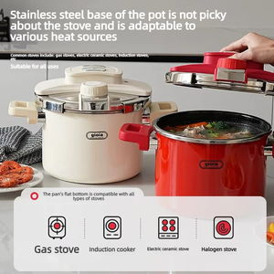 Casserole à pression Gioia compatible avec les cuisinières à gaz, en acier inoxydable 304 émaillé, 6 L, casserole à pression de sécurité, induction universelle - Product Image 3