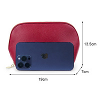 Pochette de maquillage pour femmes en cuir Saffiano rouge avec logo personnalisé, fermeture éclair, petite trousse de toilette de voyage