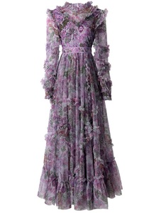 Abito da sera lungo 4xl 3xl 2024 autunno inverno festa eventi donna con paillettes ricamo floreale lungo abito abito <span class=keywords><strong>viola</strong></span> - Product Image 1