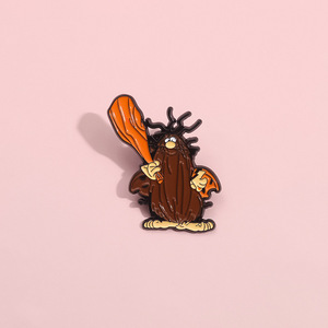 Broches de solapa de esmalte personalizados con diseño de hombre primitivo de dibujos animados, al por mayor, divertidos, de moda, creativos, de metal, para ropa y bolsos - Product Image 3
