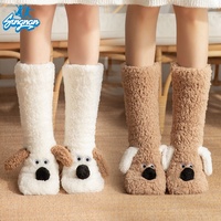 Chaussettes pour femmes en polaire corail moelleux, antidérapantes, tricotées, à paillettes, compression de classe 4, longueur mi-mollet, pour un usage quotidien