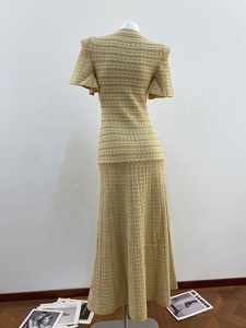 OUDINA Nuovo <span class=keywords><strong>Abito</strong></span> Lungo <span class=keywords><strong>Blu</strong></span> Glitterato con Collo Tondo e Maniche Corte, Vestito Elegante Casual in <span class=keywords><strong>Maglia</strong></span> - Product Image 6