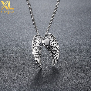 Stainless Steel <b>Angel</b> Wing Pendant Necklace For Men Everyday Wear Geometric Design Asymmetry Style - Product Image 2