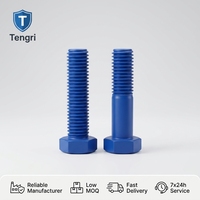 Vis hexagonale externe en acier inoxydable avec revêtement PTFE bleu, filetage total ou partiel, résistante à la corrosion, fixation de connexion, DIN933