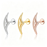 Boucles d'oreilles en argent sterling S925 en forme de croissant de lune, tendance, haut de gamme, simples, élégantes avec design de perforation en spirale intérieure à vis.