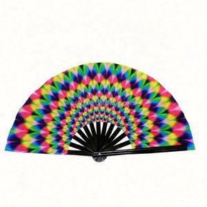 Abanicos Plegables de Bambú Negro Resistentes de 33 cm, Abanico Grande para Fiestas y Baile con Logotipo Personalizado Impreso - Product Image 4