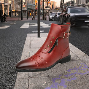 Bottes Chelsea pour hommes de grande taille, en cuir PU, à fermeture boutonnée, semelle en caoutchouc, chaussures décontractées pour l'automne, l'hiver et l'été - Product Image 2