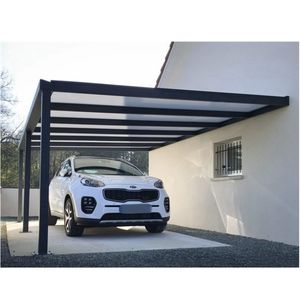 Carport <span class=keywords><strong>mural</strong></span> en aluminium, 1 pièce, nouveau design, avec toit en polycarbonate - Product Image 3