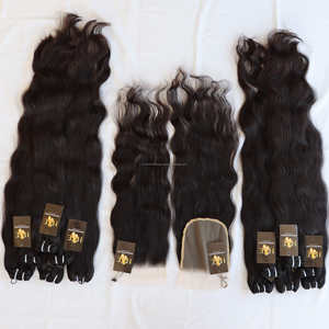 Mèches de cheveux humains 100% vison, cheveux humains, cheveux humains, cheveux humains, vierges, style indien, avec Lace Closure frontale - Product Image 2