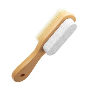 Budget-Friendly Foot Care Tool <b>Bristles</b> Dual-Sided Foot Scrubber Callus Remover Pumice <b>Brush</b> Wooden Foot <b>Brush</b> With Pumice Stone - Product Image 5