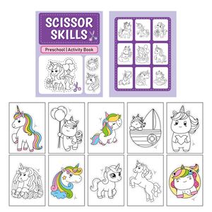 Cahier d'activités <span class=keywords><strong>de</strong></span> découpe et <span class=keywords><strong>de</strong></span> coloriage pour filles, 50 pages, thème licorne, pour enfants <span class=keywords><strong>de</strong></span> 3 à 5 ans, idéal pour les fêtes et les loisirs - Product Image 2