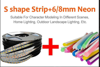 Tira de LED en Forma de S con Kit de Luz de Neón Dividida de 6/8 mm, Neón LED Flexible para Publicidad e Iluminación de Paisajes