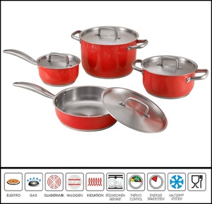 Juego de utensilios de cocina con revestimiento de color de 8 piezas, olla y sartén de acero inoxidable de inducción para cocina casera - Product Image 4