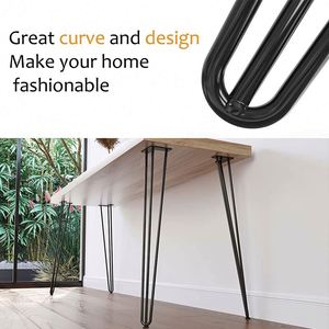 16-Inch Black 3-Rod Hairpin <b>Legs</b> Iron Home Industrial DIY Projects Heavy Duty Outdoor Furniture <b>Table</b> <b>Legs</b> Hospital Workshop - Product Image 5