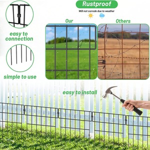 W9 esterno cortile animale barriera recinzione telaio No scavare metallo resistente alla ruggine difesa per cani & conigli ferro metallo nero muro recinzione del giardino - Product Image 3