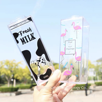 16oz Écologique En Gros En Plastique Transparent Tasse Boîte À Lait Carton En Forme De Bouteille Couvercle pour Lait Froid Direct Boire À L'extérieur