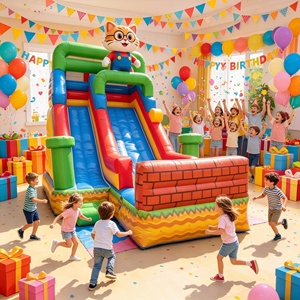 Tobogán Acuático Inflable Personalizado con Diseño <span class=keywords><strong>de</strong></span> Dibujos Animados y Piscina, Brincolín Acuático <span class=keywords><strong>de</strong></span> PVC para Niños, Ideal para Fiestas <span class=keywords><strong>de</strong></span> <span class=keywords><strong>Verano</strong></span> en el Patio Trasero o <span class=keywords><strong>Alquiler</strong></span> Comercial - Product Image 2
