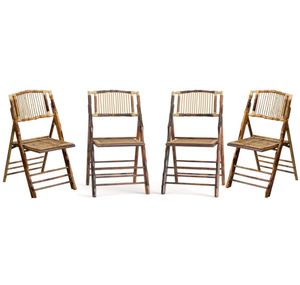 كراسي طعام بوهيمية من الخيزران قابلة للطي من PIOEN مع ظهر منحني ، سعة وزن رطل ، مجموعة من 4 قطع - Product Image 1