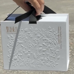 Luxury Rigid Gift <b>Box</b> With Handle Custom Embossed <b>Floral</b> Paper Packaging <b>Box</b> For Porcelain Tea Jewelry Gift - Product Image 2