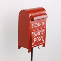 Buzón de Metal Vintage Hecho a Mano para Cartas a Santa, Buzón de Hierro Independiente con Cerradura para Decoración Navideña del Hogar