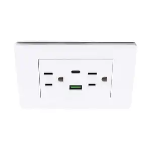 OSWELL electrical wall mounted usb outlet type c socket 3.1A 5V type A receptacles with type c