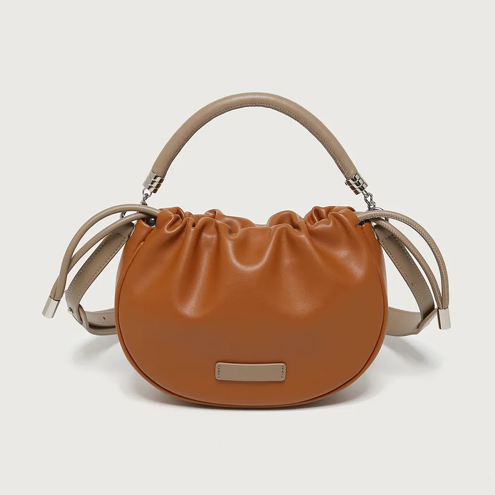 New Fashion Custom Color PU Leather Women Handbag Moonhalf Shoulder Bag