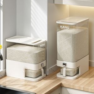 Rice Bucket - Automatic Press-Type Rice Dispenser, Household Insect-Proof, Moisture-Proof, Sealed Rice Storage Container, <b>Large</b> - Product Image 3