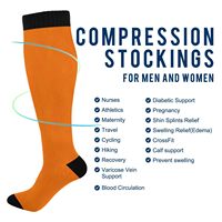 Chaussettes de compression montantes OEM 20-30 mmHg à imprimé orange pour le soutien athlétique et la santé, idéales pour la course et le cyclisme