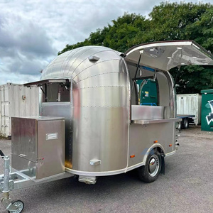 Food Truck Personalizzato Aerodinamico, Rimorchio per Alimenti Completamente in Acciaio Inox, Piccolo Rimorchio per Cibo, Rimorchio Mobile per Caffetteria - Product Image 1