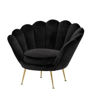 Modern Cafe Gold Metal Legs Single velvet Fabric sedie Upholstery Armchair Living Room furniture <span class=keywords><strong>Shell</strong></span> Shaped Chair - Product Image 2