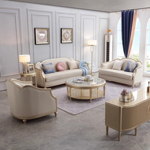<span class=keywords><strong>Sofá</strong></span> de Cuero de <span class=keywords><strong>3</strong></span> Plazas Estilo Europeo con Mesa de Centro de Madera Simple para <span class=keywords><strong>Sofá</strong></span> Individual y Doble, Combinación para Sala de Estar - Product Image 1