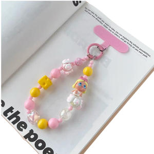 Hit Anti Lost Phone <strong>Chain</strong> With Beads Cartoon Flower Phone Lanyard DIY Pearl Bag Hanger Keychain - Product Image 1