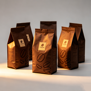 Sac d'emballage pour café en aluminium alimentaire à fond plat carré scellé latéralement, offre spéciale - Product Image 1