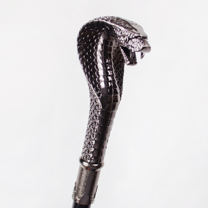Canne de marche vintage sculptée en forme de tête de cobra, accessoire de costume de gentleman pour soirée, style vintage - Product Image 4